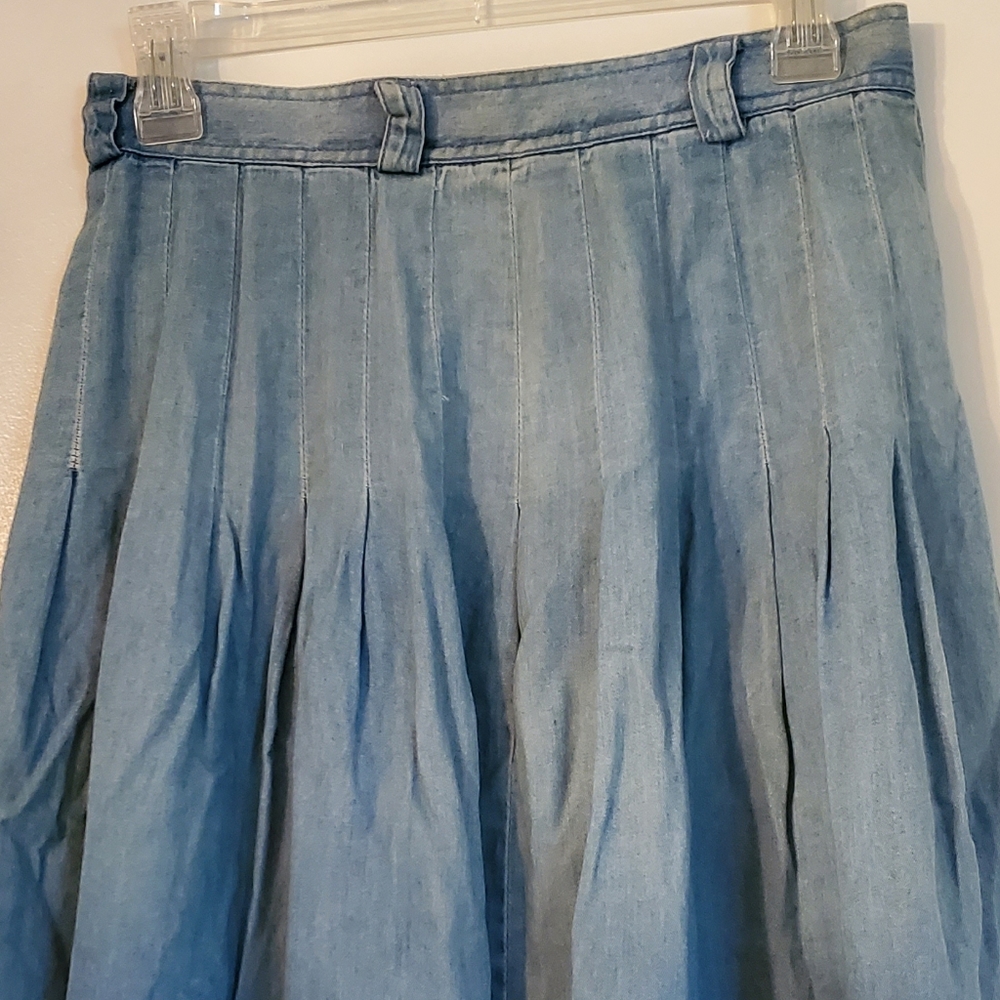 90’s Prewashed Denim Pleated Skirt Very Soft Blue
